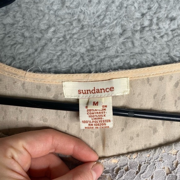 Sundance silk long sleeve sheer floral artsy lace art to wear abstract medium - Picture 6 of 11